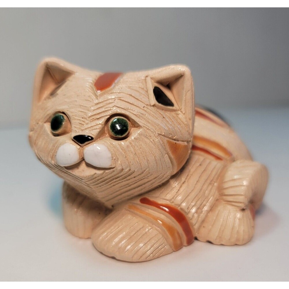 ARTESANIA RINCONADA CALICO CAT 3.5" CALICO - ANIMAL FELINE FIGURE #272 Orange